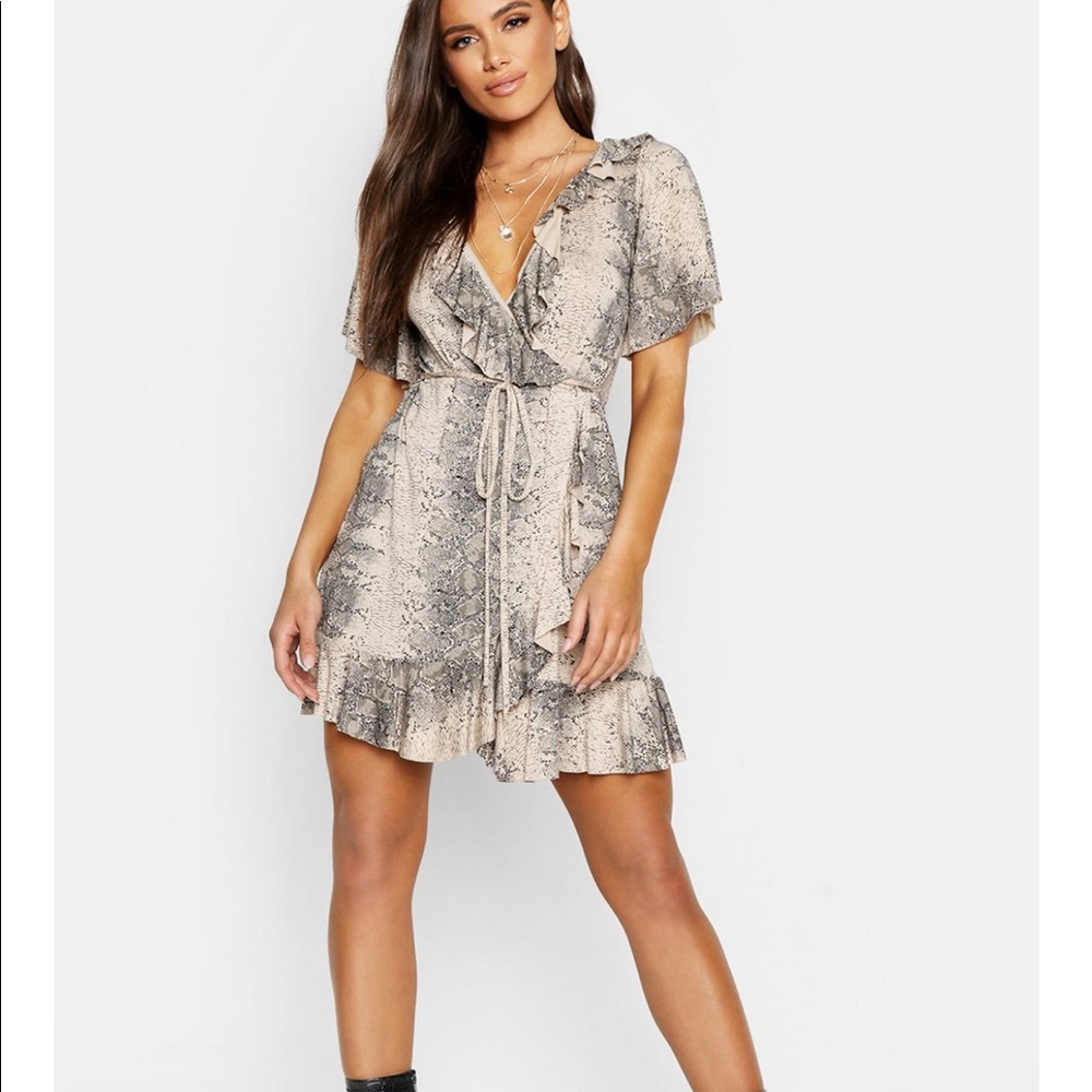 Snake Skin Wrap Dress Trendy